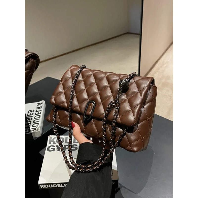 Luxury Quilted Bags - 2026 Women's Beige Diamond Quilted Chain