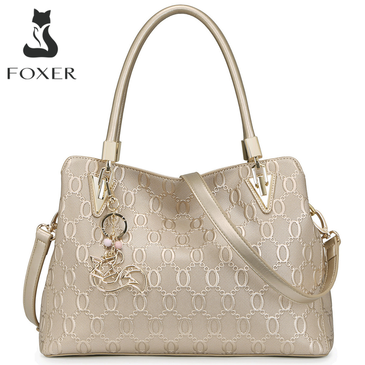 Luxury Quilted Bags - FOXER Brand Cowhide Leather Women's Shoulder