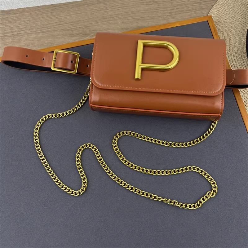 Women's Designer P Letter PU L - Belt Bag Leather Wide บทวิจารณ์และราคา