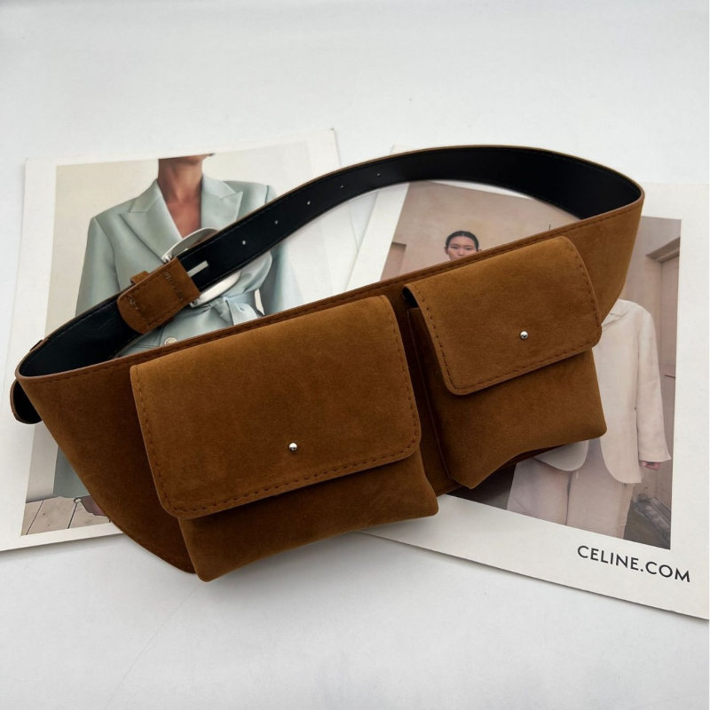 Vintage Suede PU Leather Waist - Belt Bag Leather Wide บทวิจารณ์และราคา