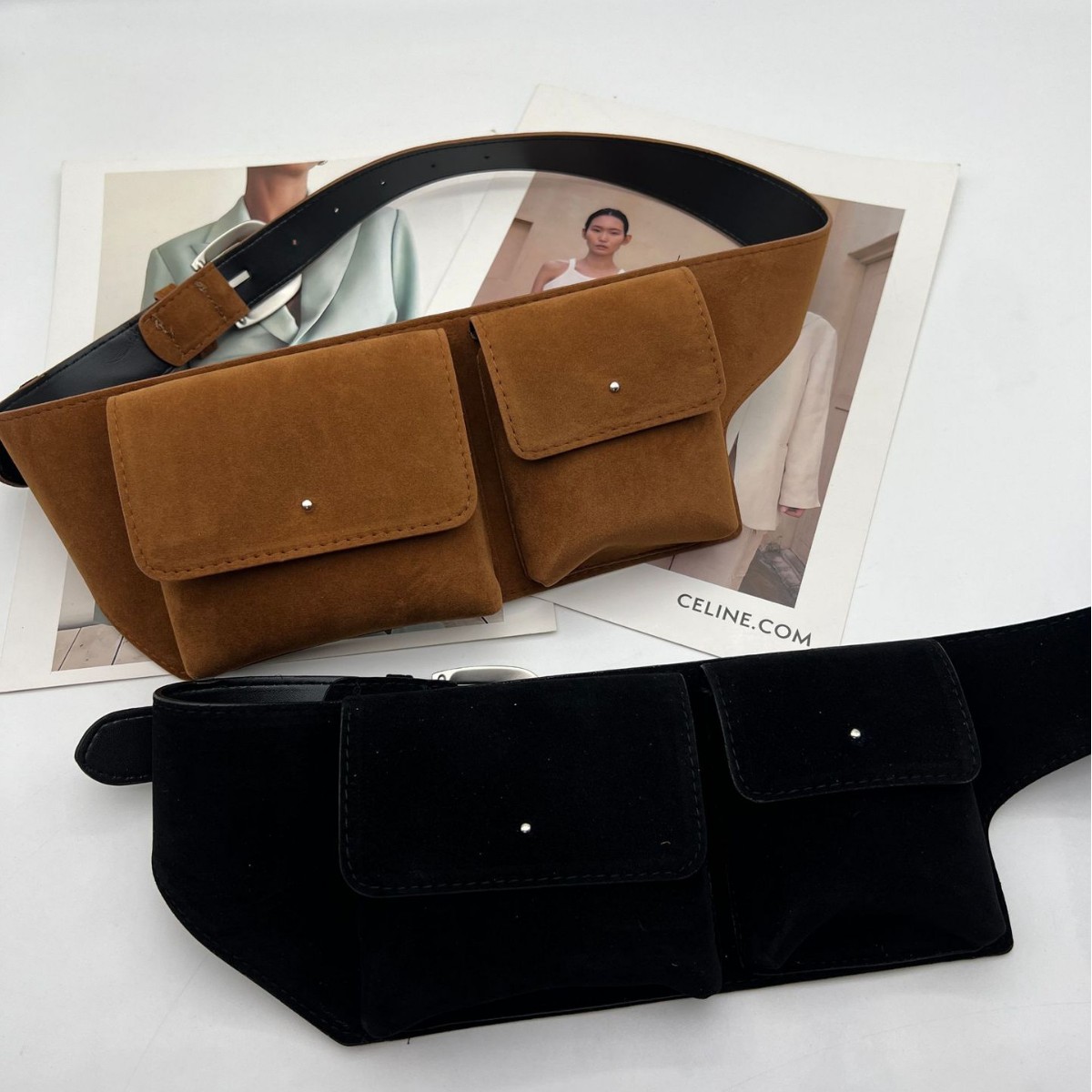 Vintage Suede PU Leather Waist - Belt Bag Leather Wide บทวิจารณ์และราคา