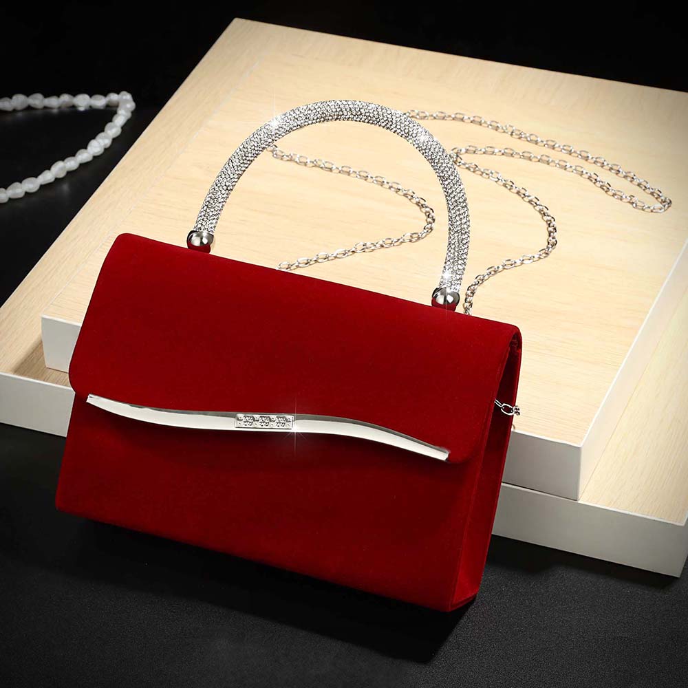 New wine red velvet diamond-en - Luxury Bag Collection บทวิจารณ์และราคา